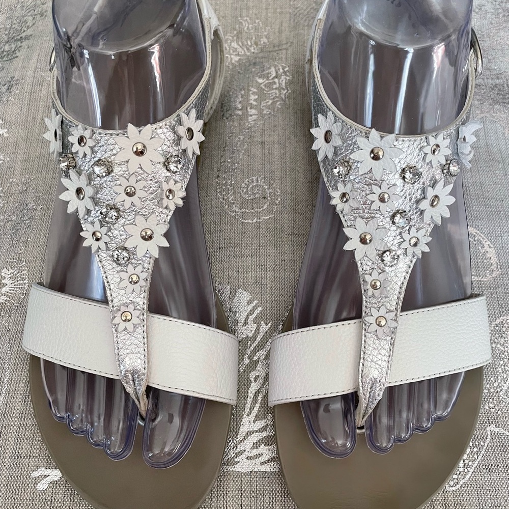Paul Green White Sandals with Crystal Embellishments